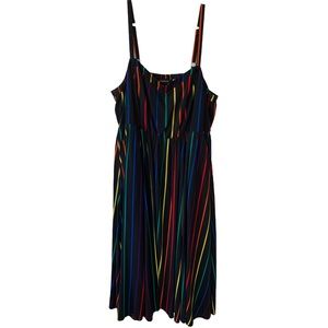 Torrid Challis Black Rainbow Stripe Midi Dress 00X